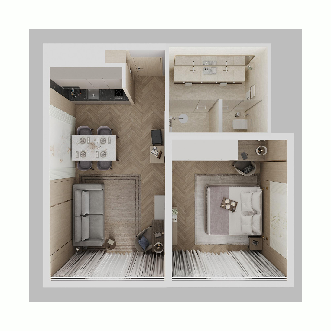 Семейный апартамент 46,9 м²